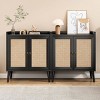 SEVOBAL Utility Storage Cabinets Vintage Rattan Sideboard Cabinet, Stylish Storage for Dining Room, Living Room and Hallway, Black, 15"*26.4"*30" - 2 of 4