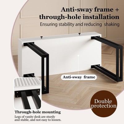 White Modern Vanity Desk with Mirror and Lights, 40'' Makeup Table