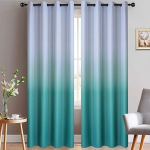 Yakamok Gradient Color Ombre Curtains ( Teal 52x96 Inch, Set of 2) - 1 of 1