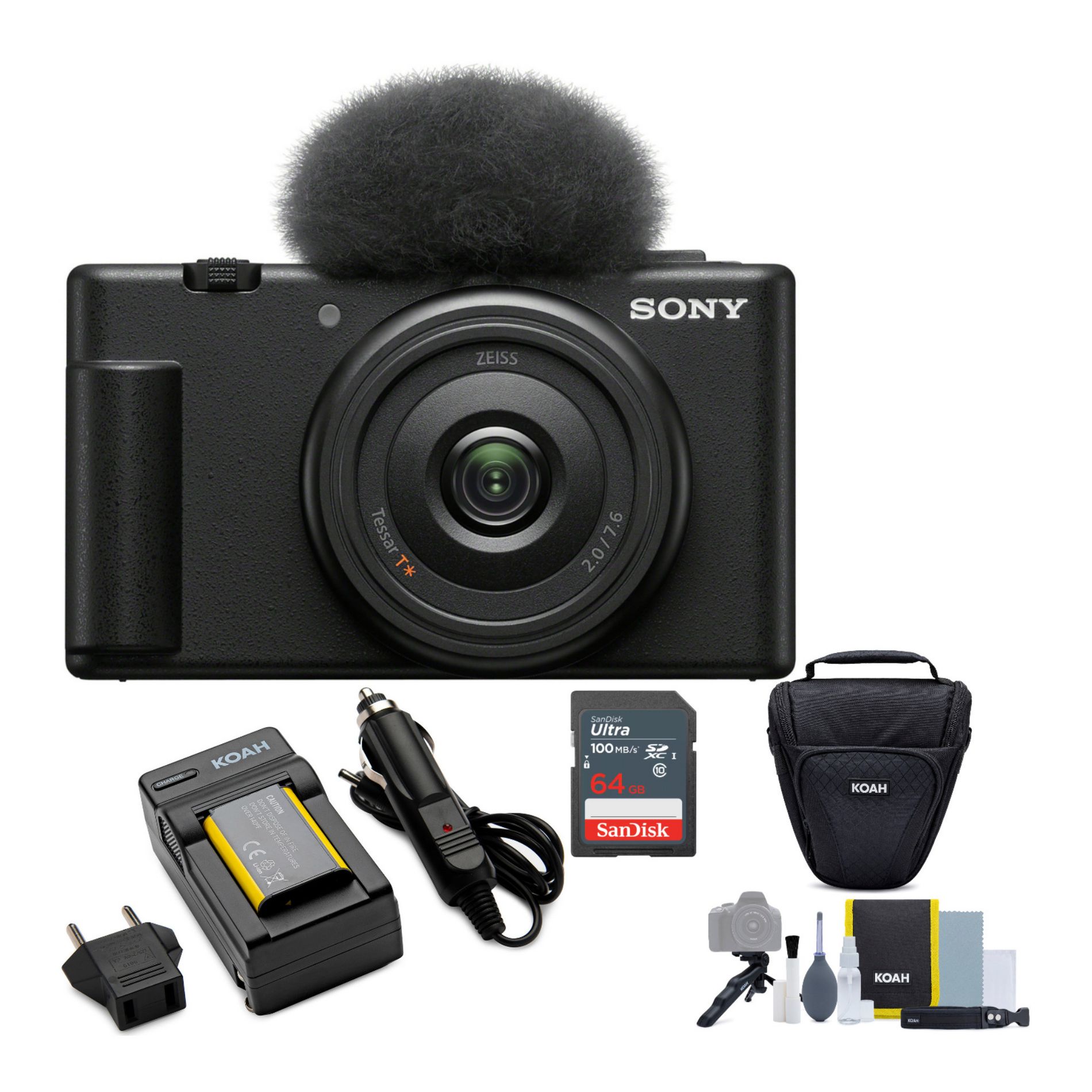 Sony ZV-1F Vlog Camera for Content Creators and Vloggers (Black) Bundle