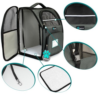 Dark Gray Medium Soft Sided Pet Carrier Backpack