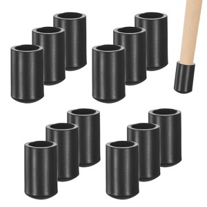 Unique Bargains Non-Slip PVC Chair Leg Caps Floor Protectors for Folding Chairs Black - 1 of 4