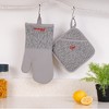 4-Piece Kitchen Set: 2 Flame Oven Mitts and 2 Flame Potholders (with Gray) - 4 of 4