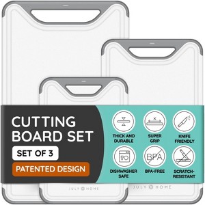 July Home Plastic Cutting Board Set of 3, Dishwasher Safe with Juice Grooves and Non-Slip - 1 of 4