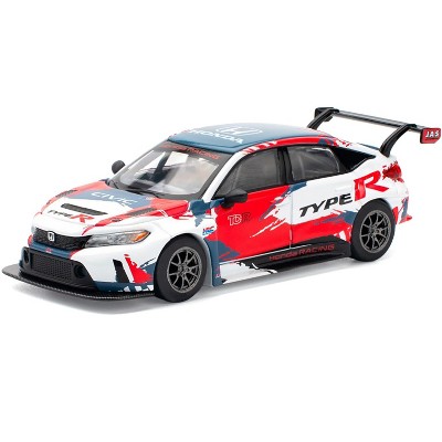 Honda Civic Type R TCR "Presentation" White with Graphics 1/64 Diecast Model Car by Pop Race