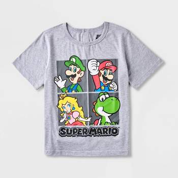 Boys' Super Mario Adaptive Short Sleeve Graphic T-Shirt - Heather Gray