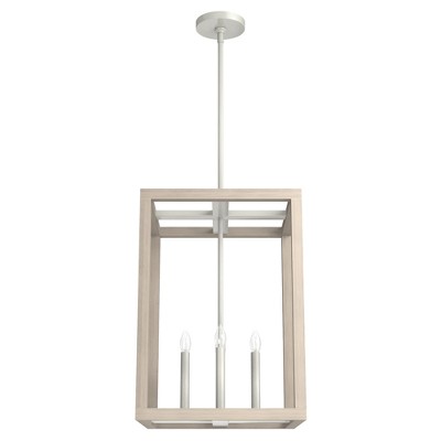 Brushed Nickel and Bleached Wood 15" LED Pendant Light