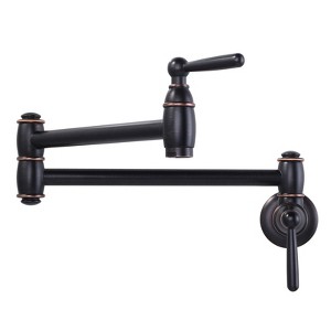 WOWOW Wall Mounted Pot Filler with Double Handle in Brushed Nickel - 1 of 4