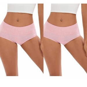 INSPIRE CHIC 2 Pcs Women's Plus Size High Waisted Tummy Control Briefs Butt Lifter Control Panties - 1 of 4