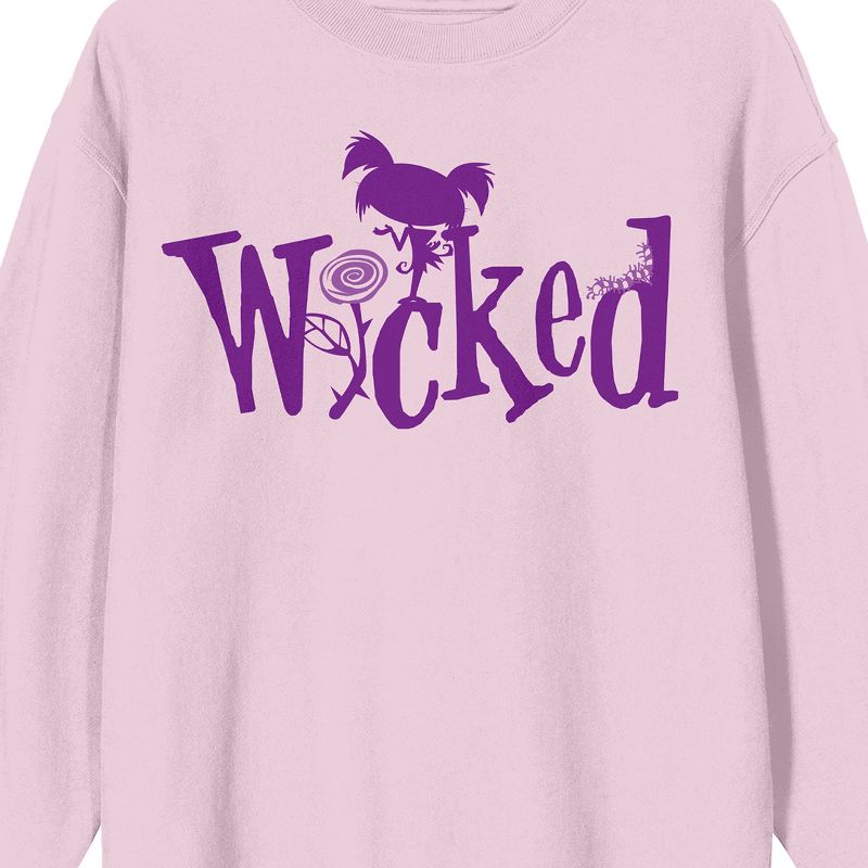 Growing Up Creepie "Wicked" Adult Pink Crew Neck Sweatshirt, 2 of 3