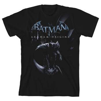 Batman Arkham Origins on Back Black T-Shirt Toddler Boy to Youth Boy