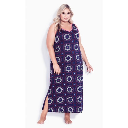 Plus size printed on sale maxi split dress