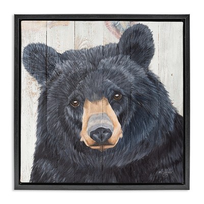 Stupell Industries Rustic Black Bear Floating Frame Canvas Art