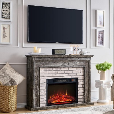 Sincido 45" TV Stand wth Electric Fireplace, Flip Top Electric Fireplace with Mantel, Remote Control Fireplace for Living Room