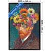 Trends International Reinders: Master Twist - Van Gogh Self Portrait Flowers Framed Wall Poster Prints Black Framed Version 22.375" x 34" - 3 of 4