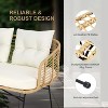 4-Piece Outdoor Wicker Patio Set with Cushions & Coffee Table, All-Weather Conversation Sofa Set for Balcony, Backyard, Poolside – Beige - 4 of 4