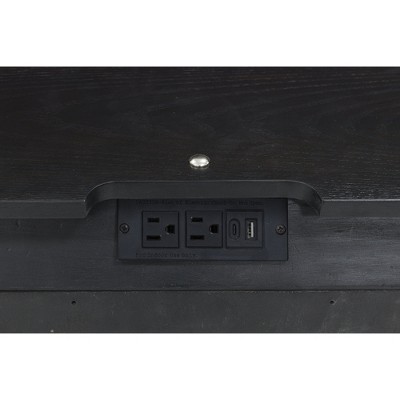 Black Modern Nightstand with LED Light and USB Ports