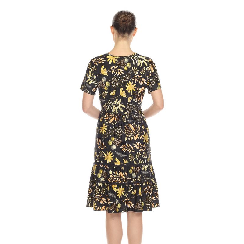 Women's Floral Short Sleeve Knee Length Dress, 4 of 7