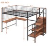 Twin/Full Size Metal Loft Bed with Desk and Metal Grid, Stylish Metal Bed Frame with Lateral Storage Ladder and Wardrobe - ModernLuxe - 4 of 4