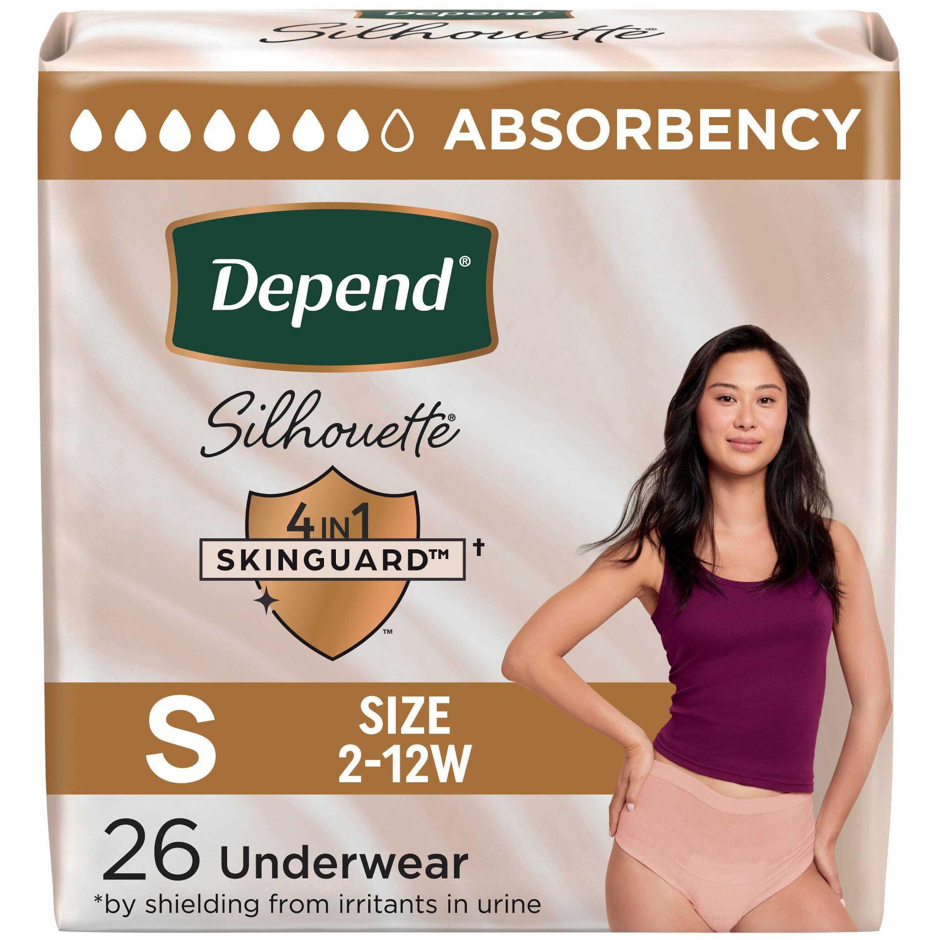 Depend Silhouette Incontinence & Postpartum Underwear for Women - Maximum Absorbency - S - Pink - 26ct