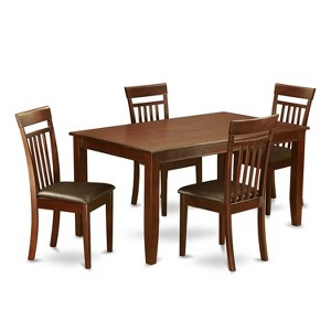 HomeStock 5-Piece Rectangle Mahogany Finish Solid Wood Top Dining table with 4 Chairs - 1 of 4