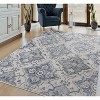 Home Mart Goods Grey Blue Floral Geometric Contemporary Soft Low-Pile Area Rug - 5'3"x7'2" - 3 of 4