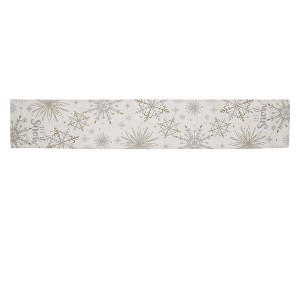 Unique Bargains Christmas Table Runner Alphabet Snowflake Linen Gray Yellow White 72"x13" 1 Pc - 1 of 4