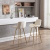 Skran 30 inch Set of 2 Bar Stools,with Chrome Footrest Velvet Fabric Counter Stool Golden Leg Simple High Bar Stool - 4 of 4