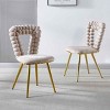 [Set of 2] Modern Dining Chairs, Chair with Curved Backrest with Hairball Texture, Dining Chair with Iron Legs and Fabric Cushion-Coolbibila - 2 of 4