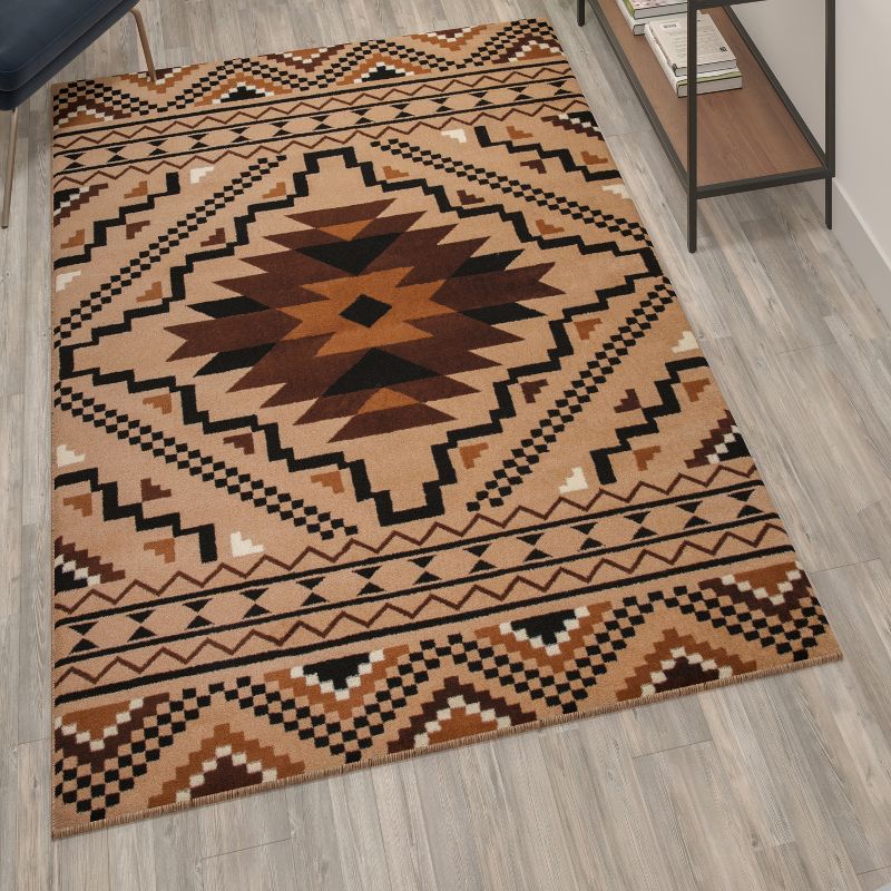Flash Furniture Marana Collection Southwestern Area Rug - Olefin Rug with Cotton Backing - Entryway, Living Room, Bedroom, 4 of 11