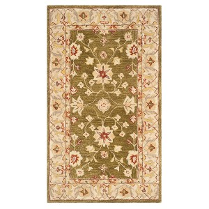 Moss/Ivory Floral Tufted Accent Rug 4