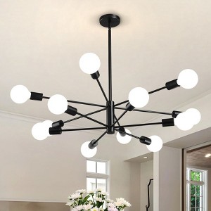 KAISITE 8-Light Dimmable Black and Gold Modern Sputnik Chandelier - 1 of 4