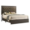 Royal Hampton Upholstered Queen Size Bed, Chevron Tufted Brown Headboard, Dark Gray - 2 of 4