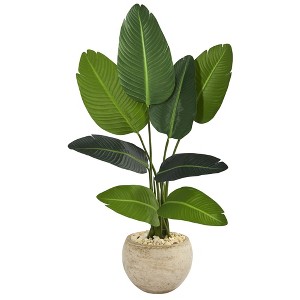 Nearly Natural 45-in Travelers Palm Artificial Tree in Sand Colored Planter - 1 of 3