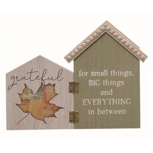 Transpac Wood Brown Harvest Grateful Tabletop Decor - 1 of 2