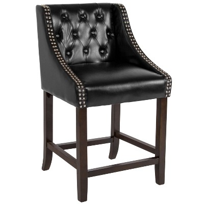 Merrick Lane Upholstered Counter Stool 24" High Transitional Tufted Counter Stool with Accent Nail Trim