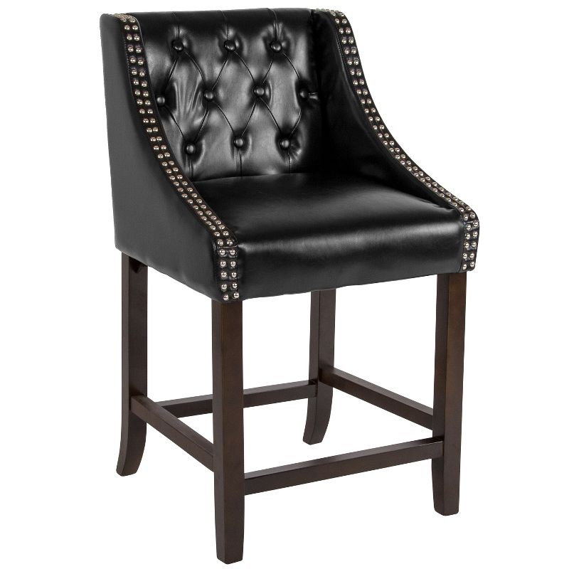 Flash Furniture Carmel Series 24" High Transitional Tufted Walnut Counter Height Stool with Accent Nail Trim, 1 of 12