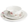 Gibson Home Lily Garden Ceramic 12 Piece Dinnerware Set in White and Pink - 2 of 4