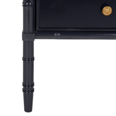 Mina 25" Navy Lacquered Bamboo 2-Drawer Nightstand