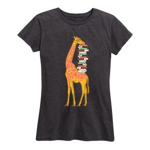 Women's - Instant Message - Giraffe Carrying Books Short Sleeve Graphic T-Shirt - 1 of 4