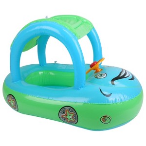 CoolWorld"Car-Shaped Baby Inflatable Pool Float with Sun Canopy for Toddlers 1-3 Years - Swim Ring Toy"DarkBlueLightBlue&Pink - 1 of 4