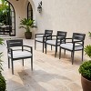 Outdoor Upholstered Dining Room Chairs Set of 4, Black Aluminum Patio Armchairs with Sunbrella Cushions, Tapered Legs for Patio or Garden - Koiai - 3 of 4