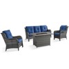 POCASSY 4-Piece Outdoor Furniture Set with 50000BTU Propane Fire Pit, All Weather Wicker Patio Fire Pit Table Set with 3-Seater Sofa and Club Chair - 3 of 4