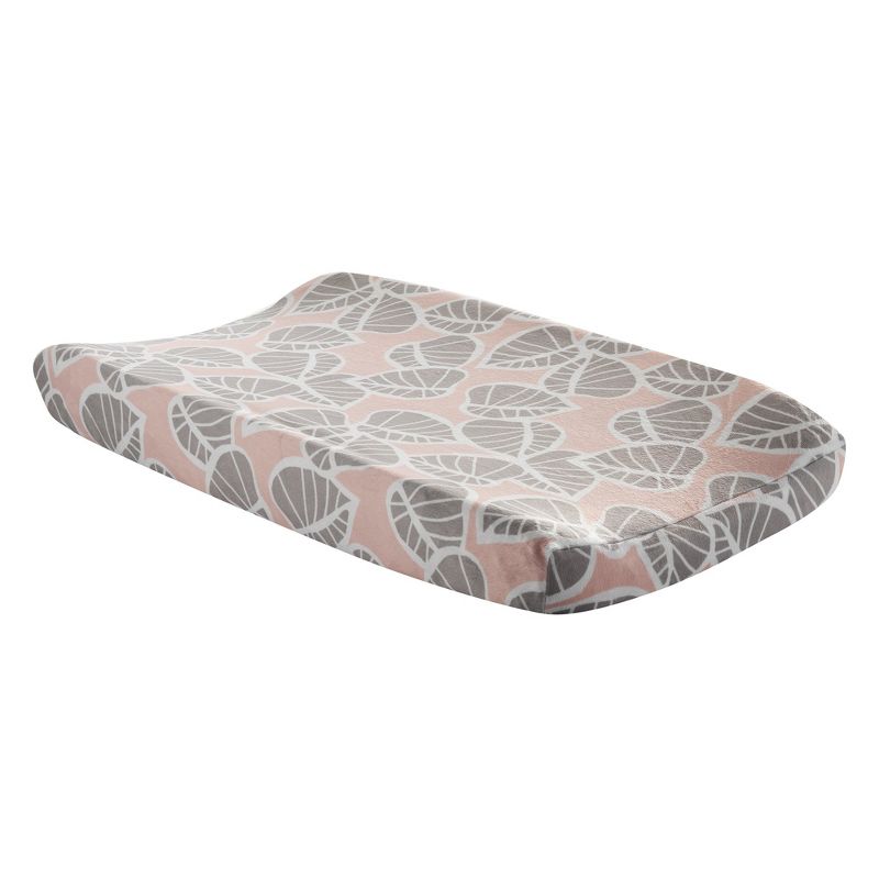 Lambs & Ivy Calypso Pink/Taupe Leaf Print Baby Changing Pad Cover, 1 of 4