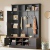 CAVINAS Hall Tree with Shoe Rack Modern 3-in-1 Coat Rack with Storage Bench, Open Shelves and 6 Hooks for Foyer - 2 of 4