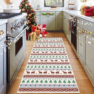 Garvee Christmas Area Rug Washable  Hallway Runner Rug Snowflake Holiday Decor Bedroom Rug Decorative Xmas Boho Carpet Dining Room Office - 1 of 4