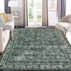 Washable Vintage Floral Distressed Rug Non Slip Low Pile Rug Soft Throw Floor Cover Foldable Indoor Carpet for Living Room Bedroom - 3 of 4