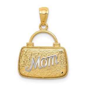 Black Bow Jewelry 14k Yellow Gold & White Rhodium Reversible Mom Purse Pendant - 1 of 4
