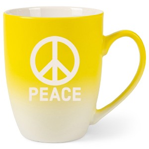 100 North Yellow and White Two Toned Ombre, 10 Ounce, Comfortably Fits Your Hands, Ceramic Tea Coffee Cup Mug, Peace Sign - 1 of 1