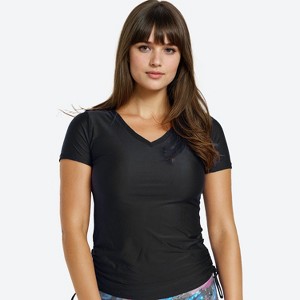 Calypsa Women's V-Neck Short Sleeve Rashguard UPF 50+ Adele Swim Top - 1 of 3